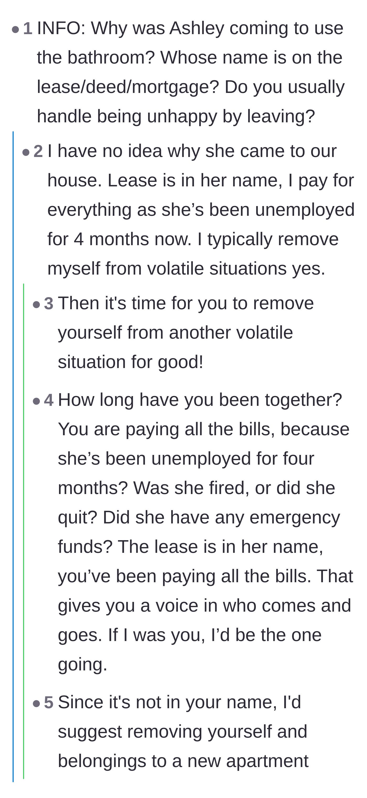 Comment thread 5 - The original poster clarifies he pays all the rent despite the lease being in her name, prompting readers to tell him to move out.