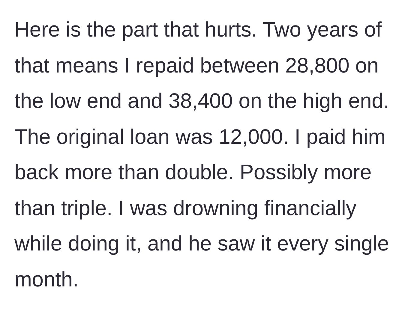 Story part 4 - The realization of overpaying by more than double