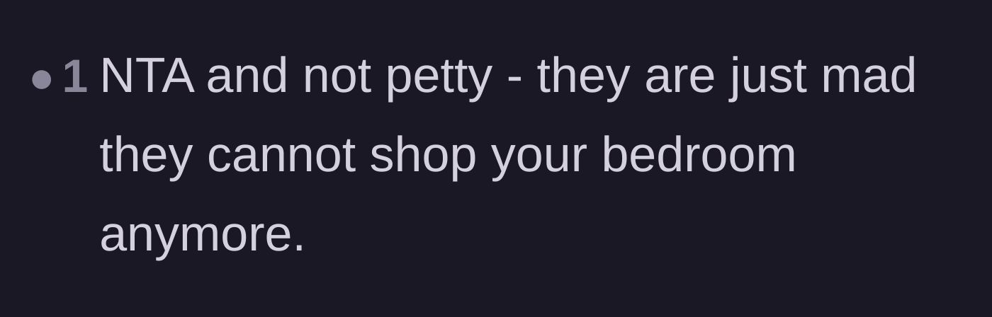 Comment thread 2 - A user pointing out that the family is just angry they can't treat the bedroom like a free boutique.