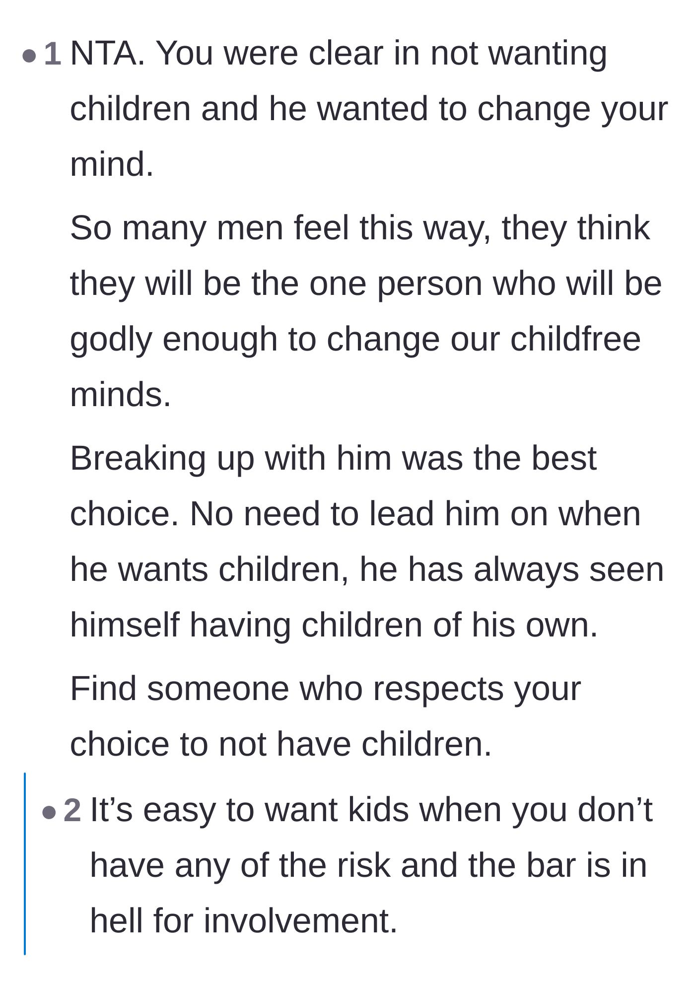 Comment thread 3 - Commenters breaking down the arrogant phenomenon of partners who want the thrill of changing a childfree woman's mind