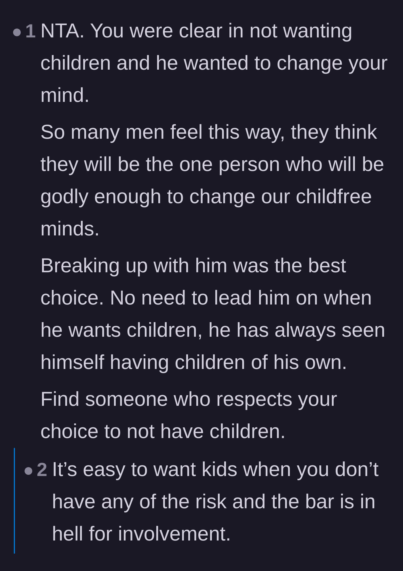 Comment thread 3 - Commenters breaking down the arrogant phenomenon of partners who want the thrill of changing a childfree woman's mind