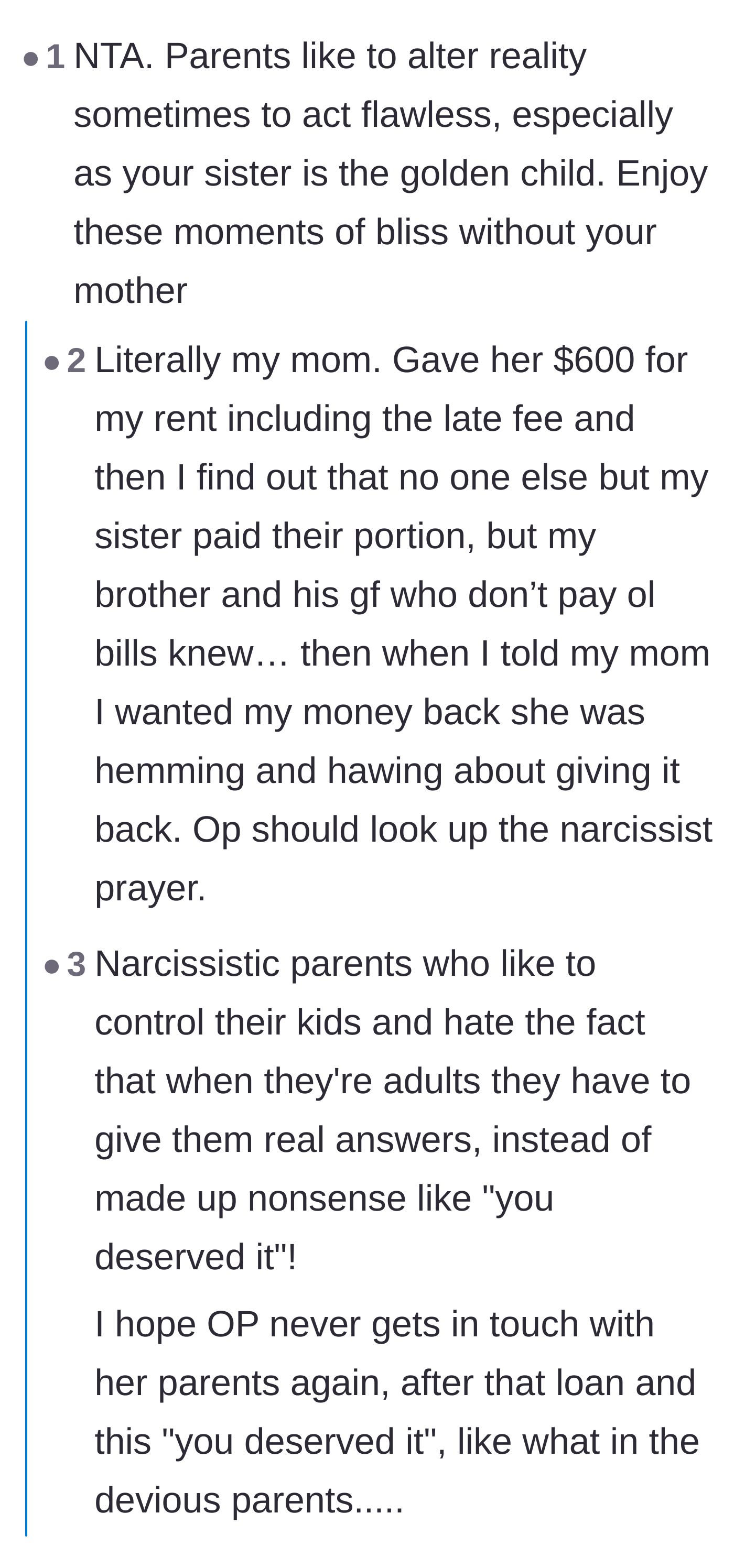 Comment thread 2 - Breaking down the Narcissist's Prayer and shared experiences of financial exploitation.