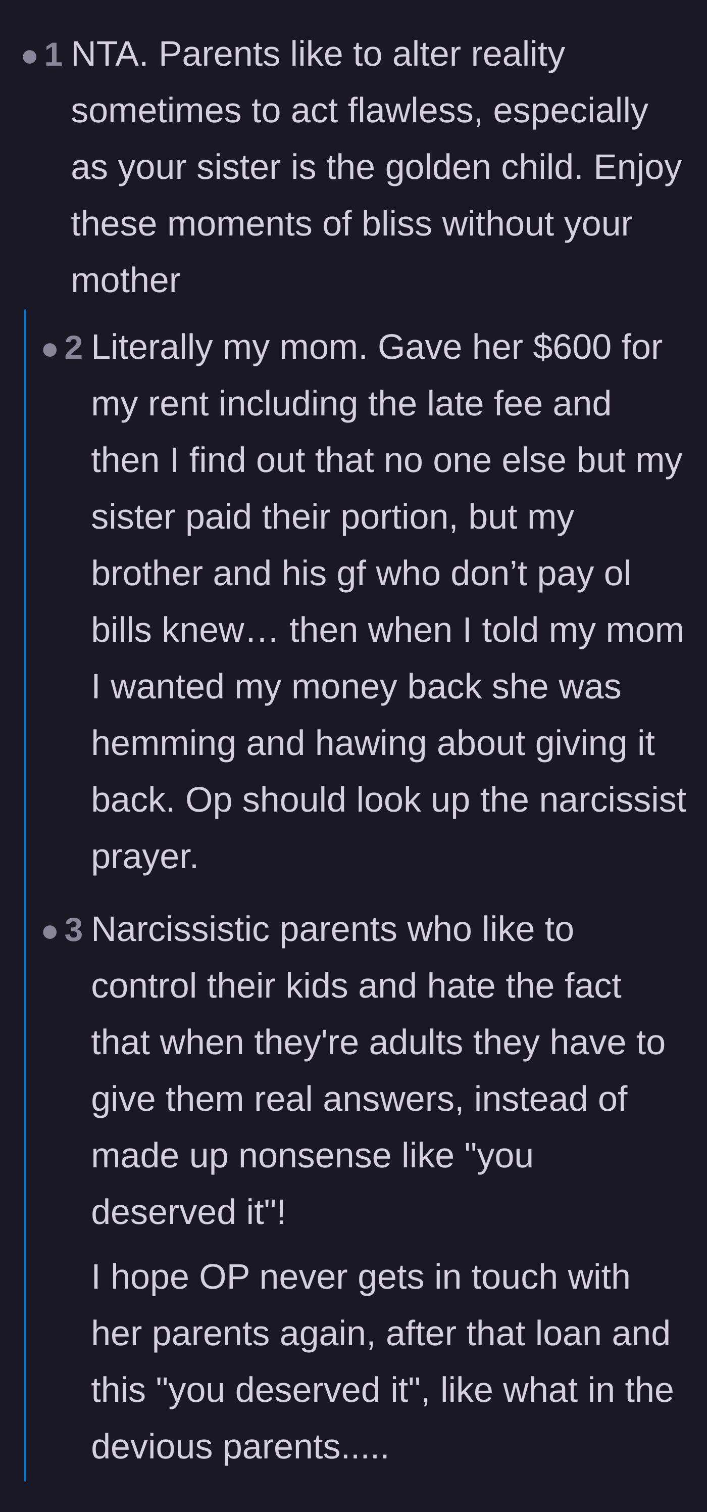Comment thread 2 - Breaking down the Narcissist's Prayer and shared experiences of financial exploitation.