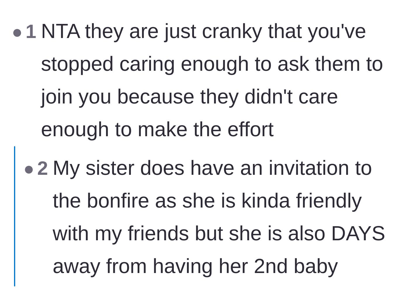 Comment thread 3 - A powerful analogy comparing the family's toxic behavior to an infected wound that needs to be cut off
