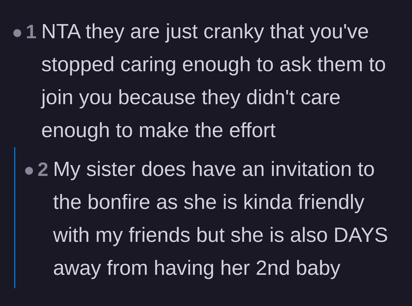 Comment thread 3 - A powerful analogy comparing the family's toxic behavior to an infected wound that needs to be cut off