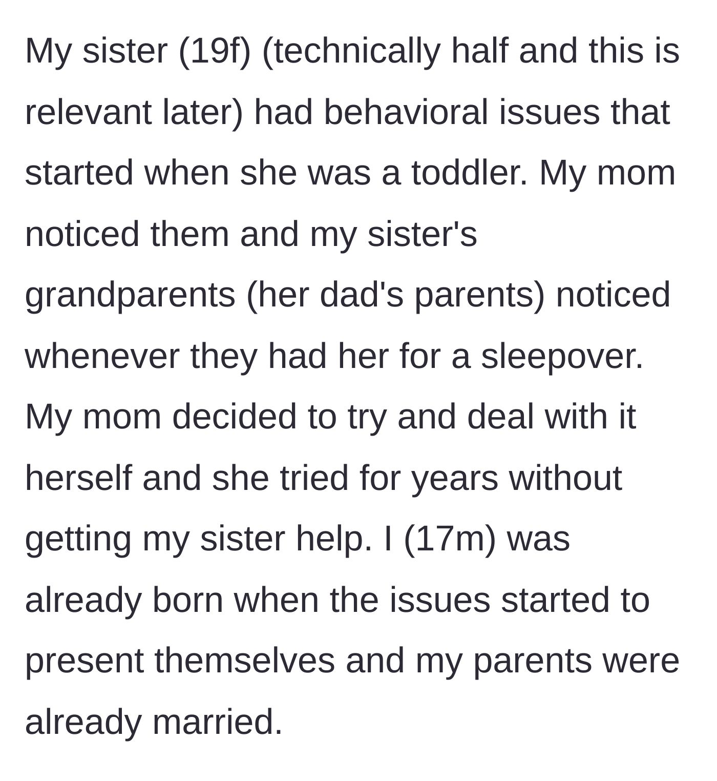 Story part 1 - A mother ignores early warning signs of her toddler's severe behavioral issues while her younger son is born into the chaos.
