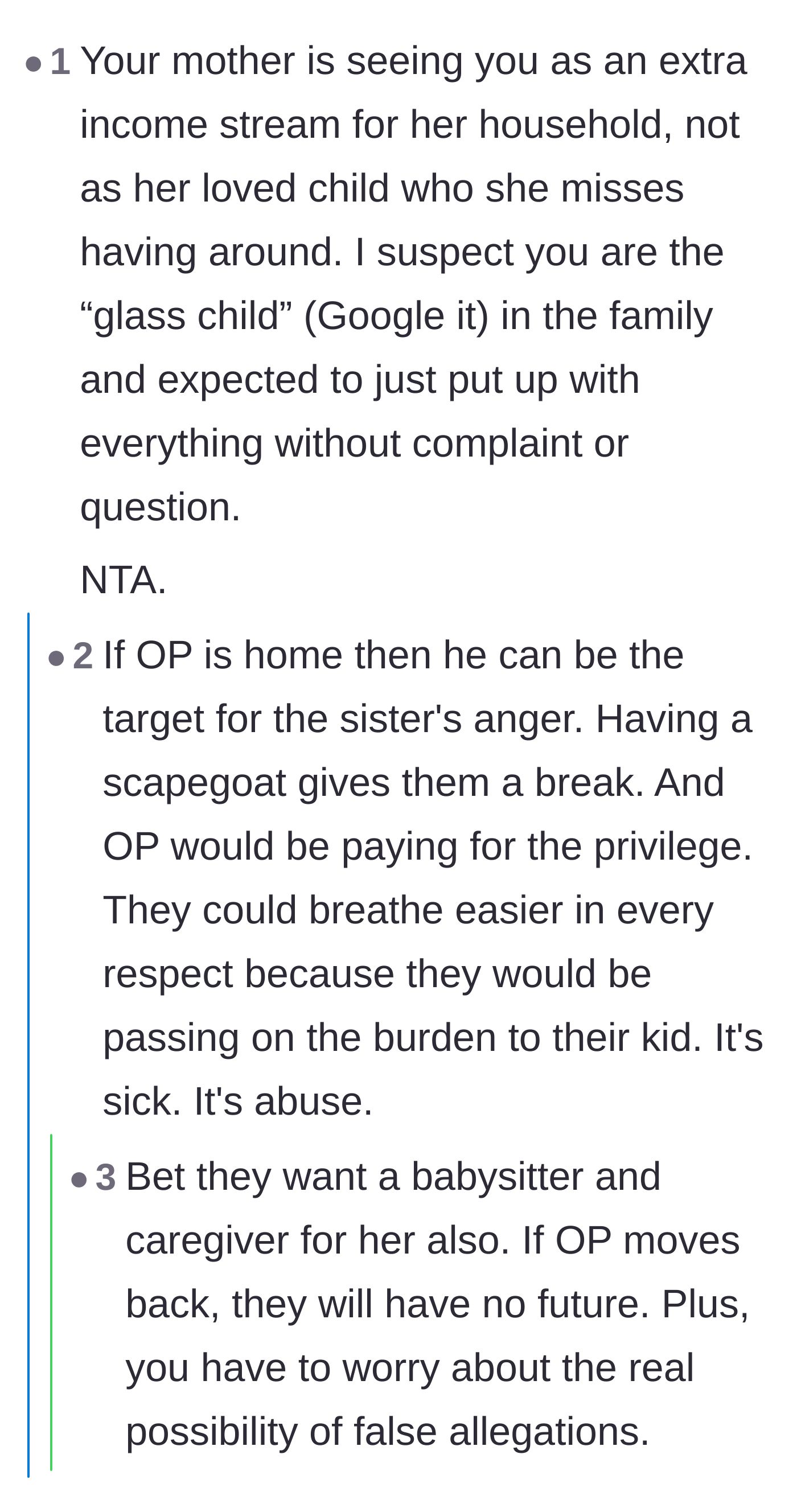 Comment thread 3 - Readers diagnosing the main character as a 'glass child' who is only valued for his future income and ability to absorb his sister's anger.