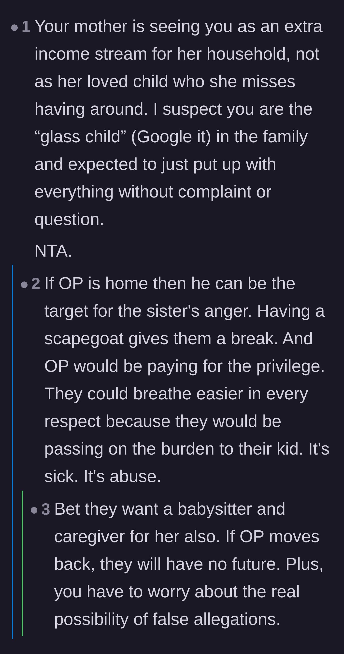 Comment thread 3 - Readers diagnosing the main character as a 'glass child' who is only valued for his future income and ability to absorb his sister's anger.