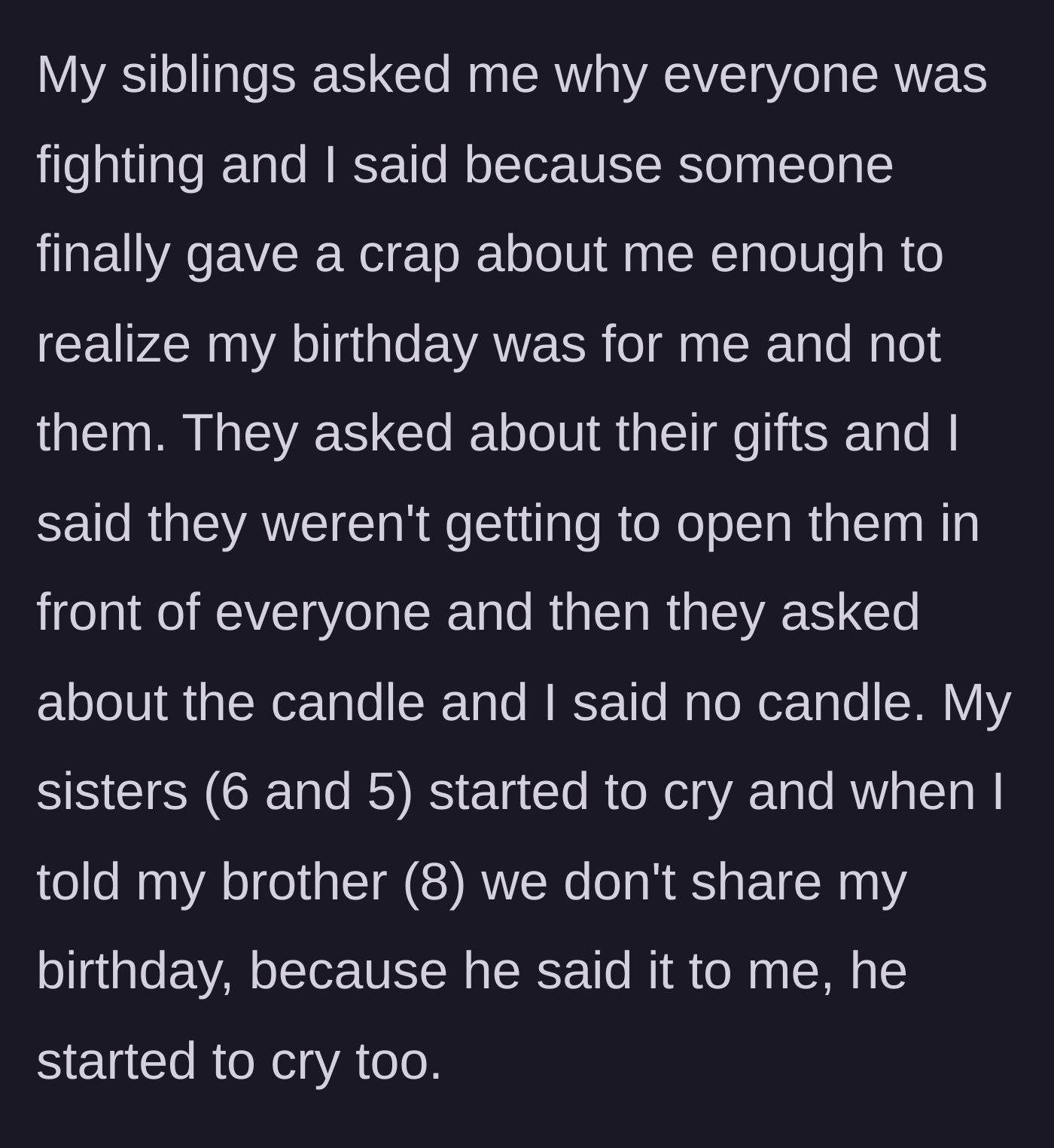 Story part 5 - The teen explains the truth to his crying siblings, breaking down their entitlement.