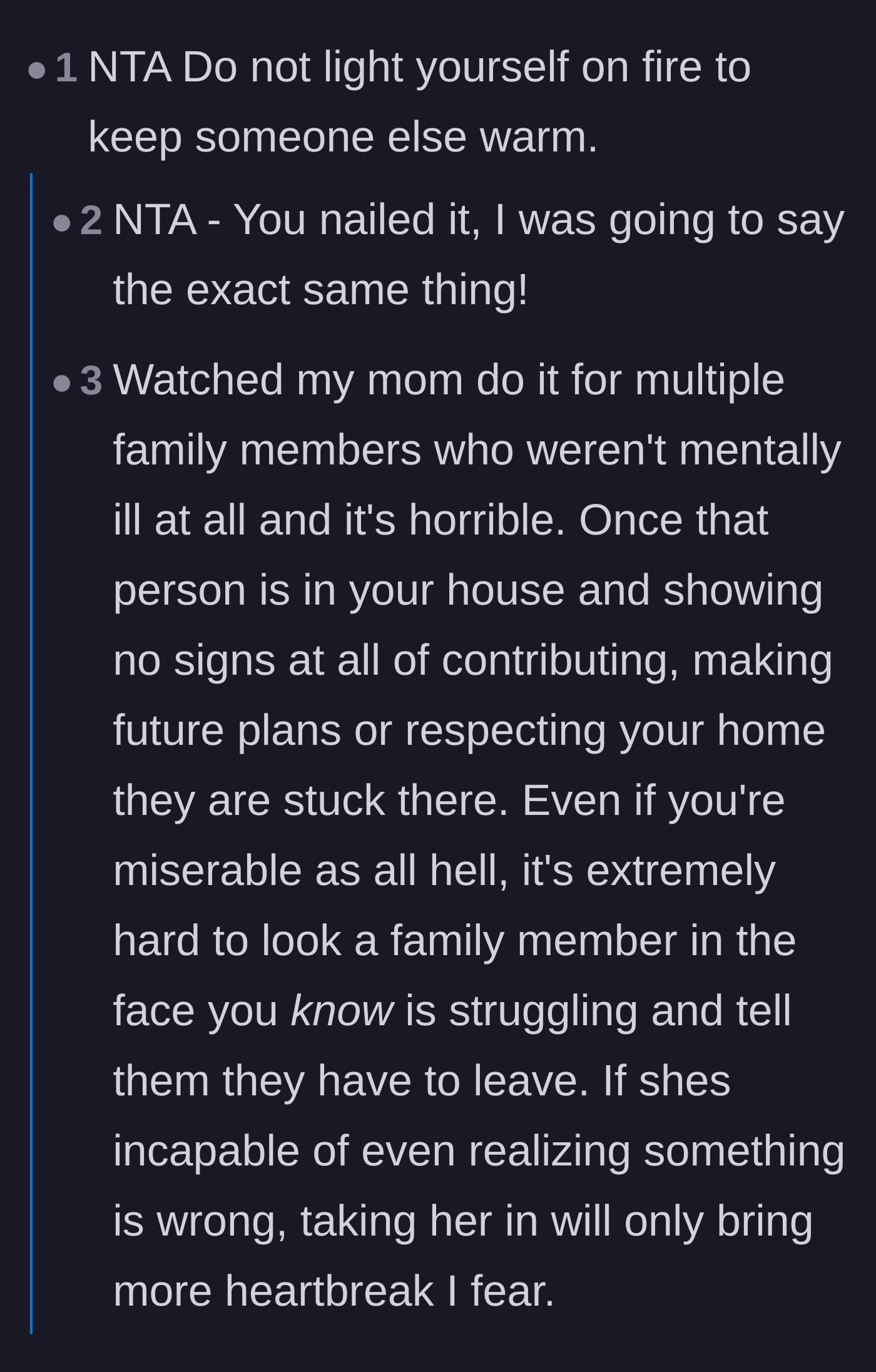 Comment thread 2 - A popular idiom warning against self-sacrifice, with replies validating the misery of taking in a struggling family member.