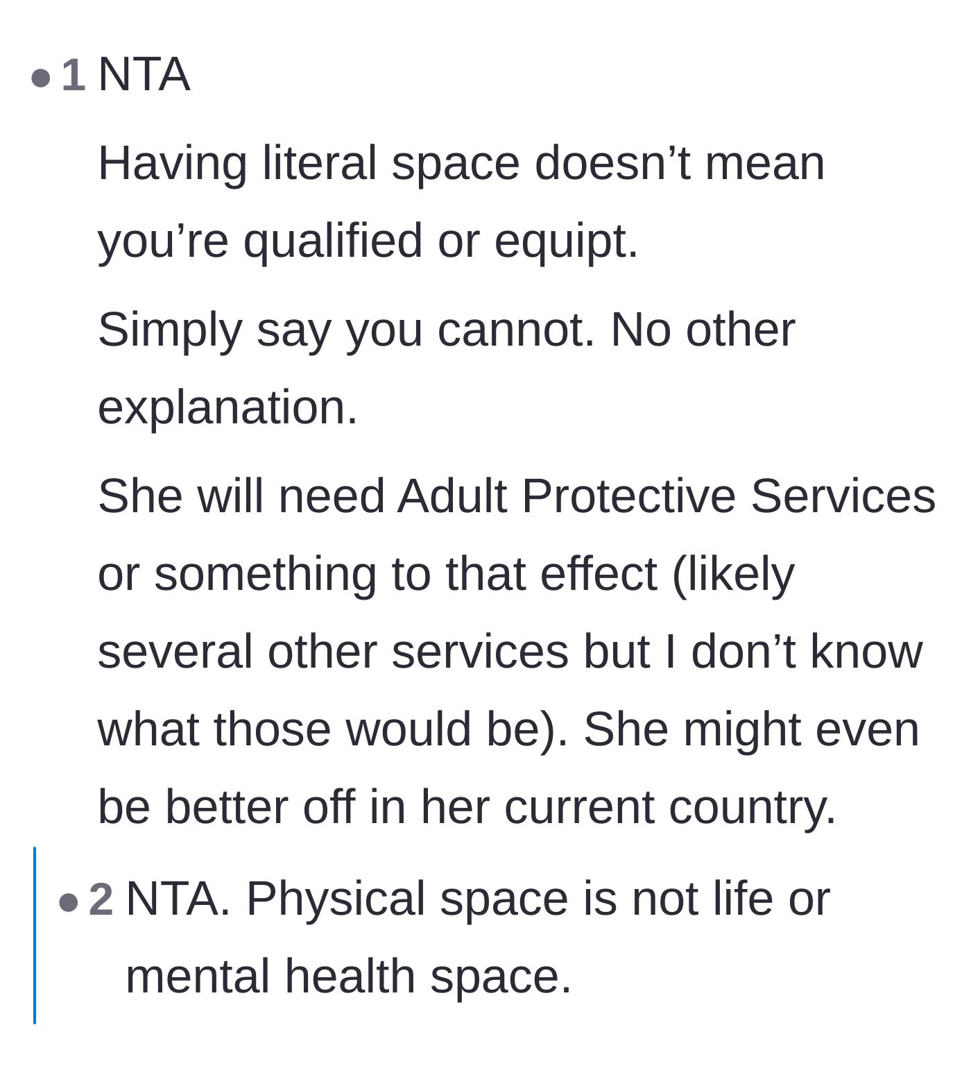 Comment thread 3 - Comments affirming that having an empty bedroom does not mean you are qualified to be a mental health professional.