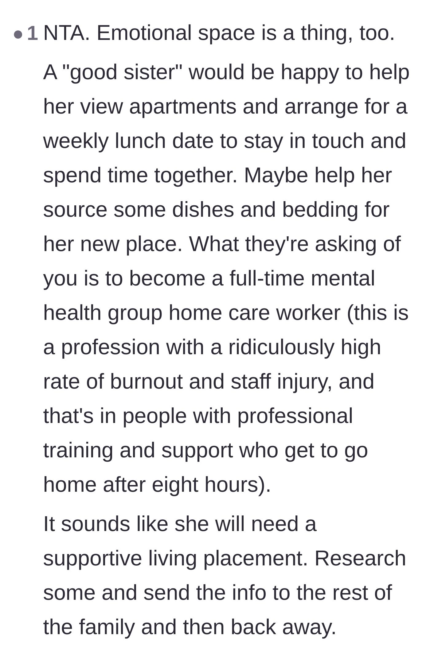 Comment thread 5 - A comment explaining the concept of emotional space and pointing out the high burnout rate of professional caregivers.