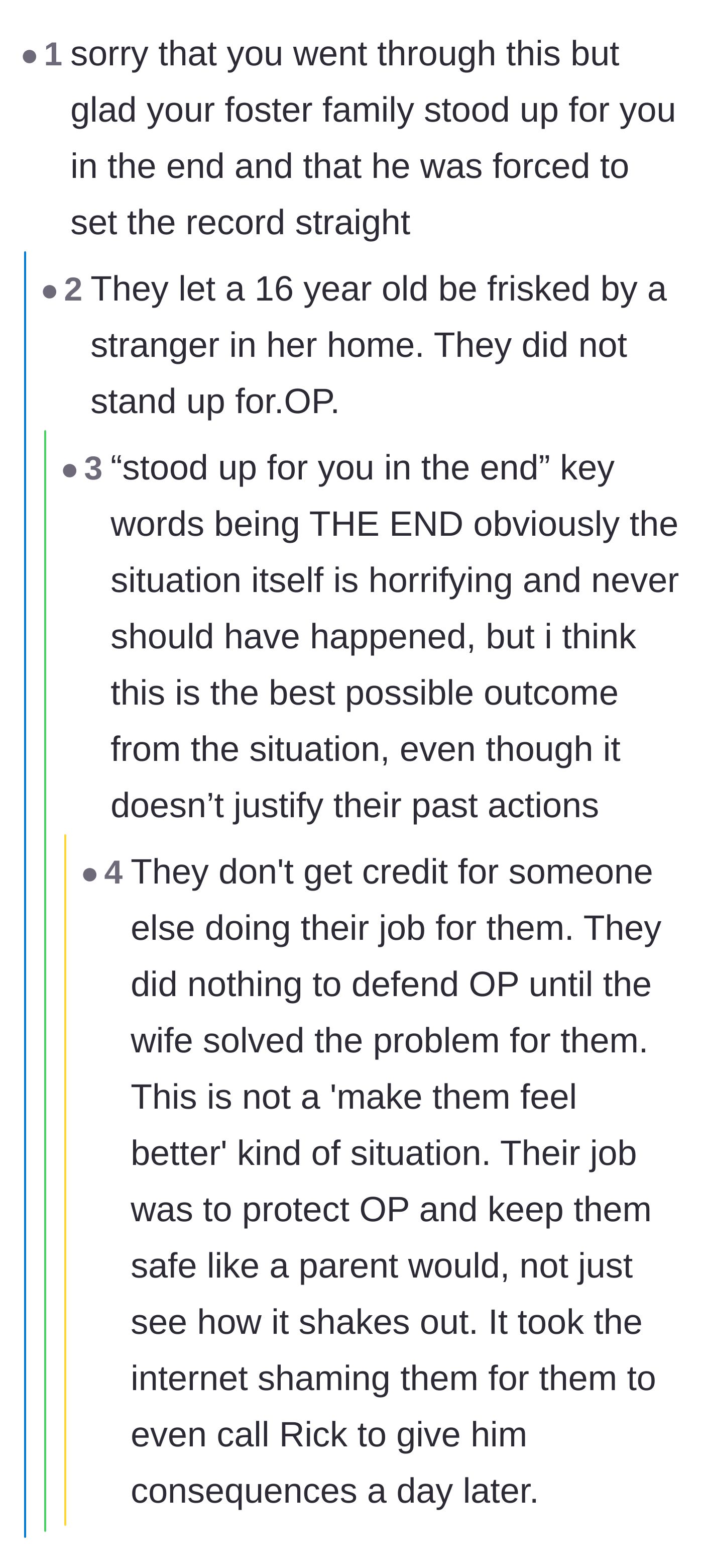 Comment thread 1 - A fierce debate over whether the first-time foster parents failed by allowing the search to happen in the first place.