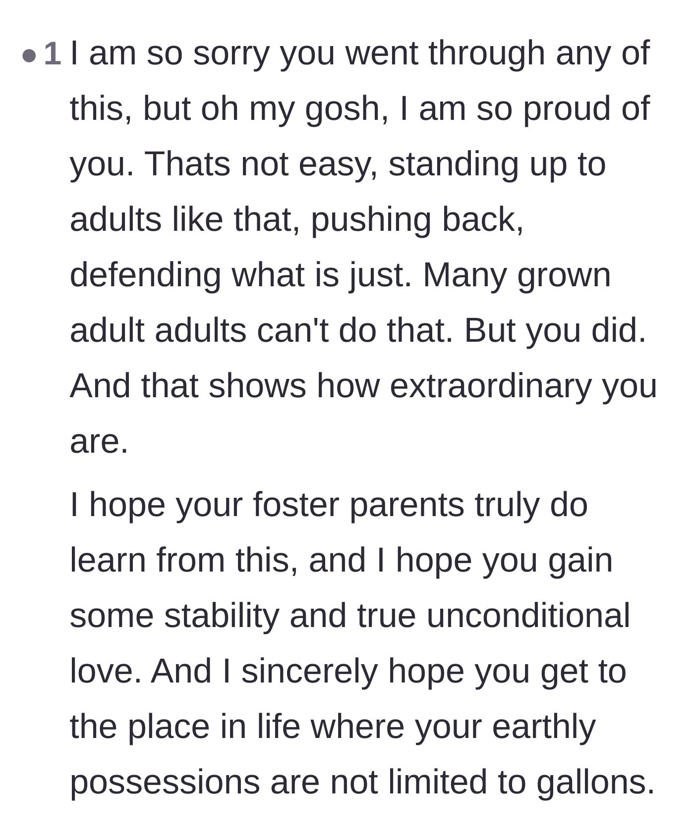 Comment thread 4 - High praise for the sixteen-year-old's extraordinary courage in standing up to adults.