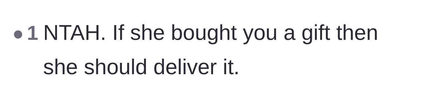 Comment thread 3 - Declaring that the gift-giver is responsible for delivery.