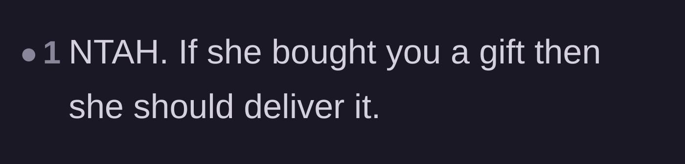 Comment thread 3 - Declaring that the gift-giver is responsible for delivery.
