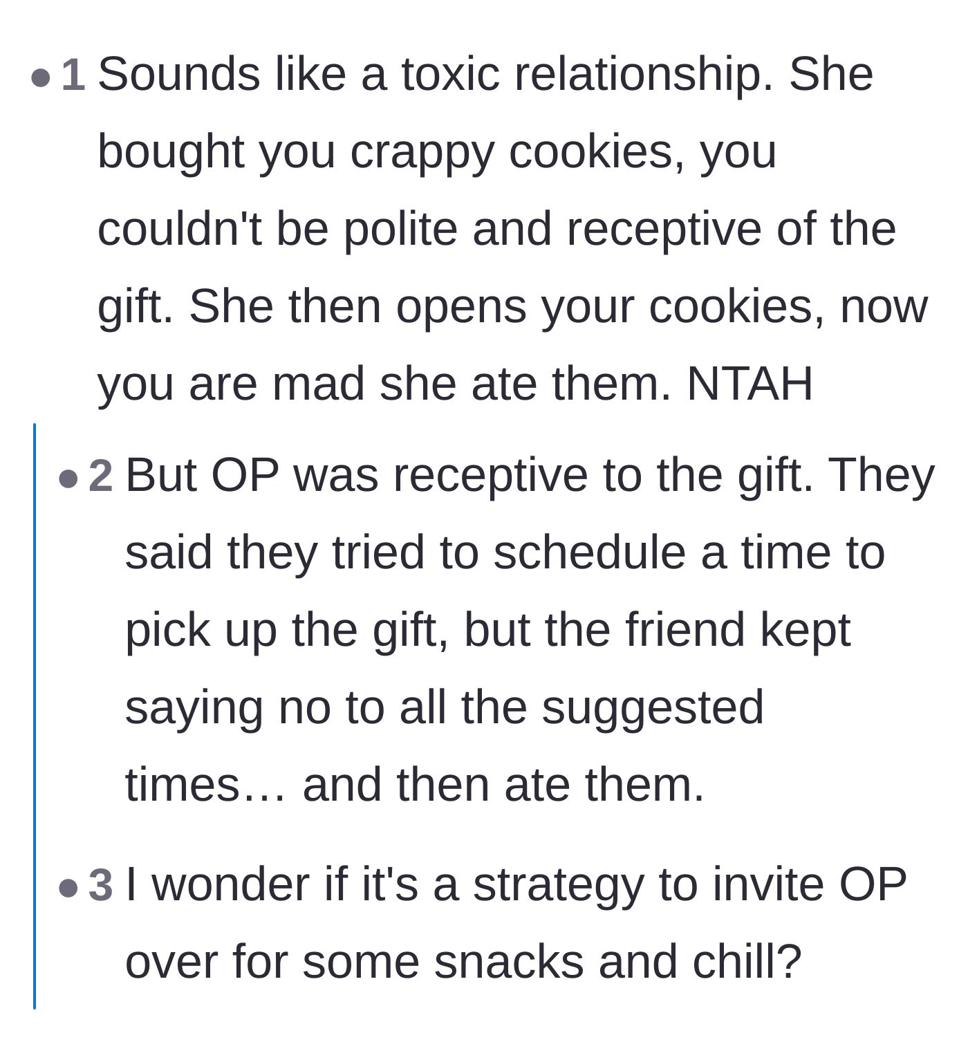 Comment thread 5 - A debate over whether the friend was just clumsily trying to invite the poster over to hang out.