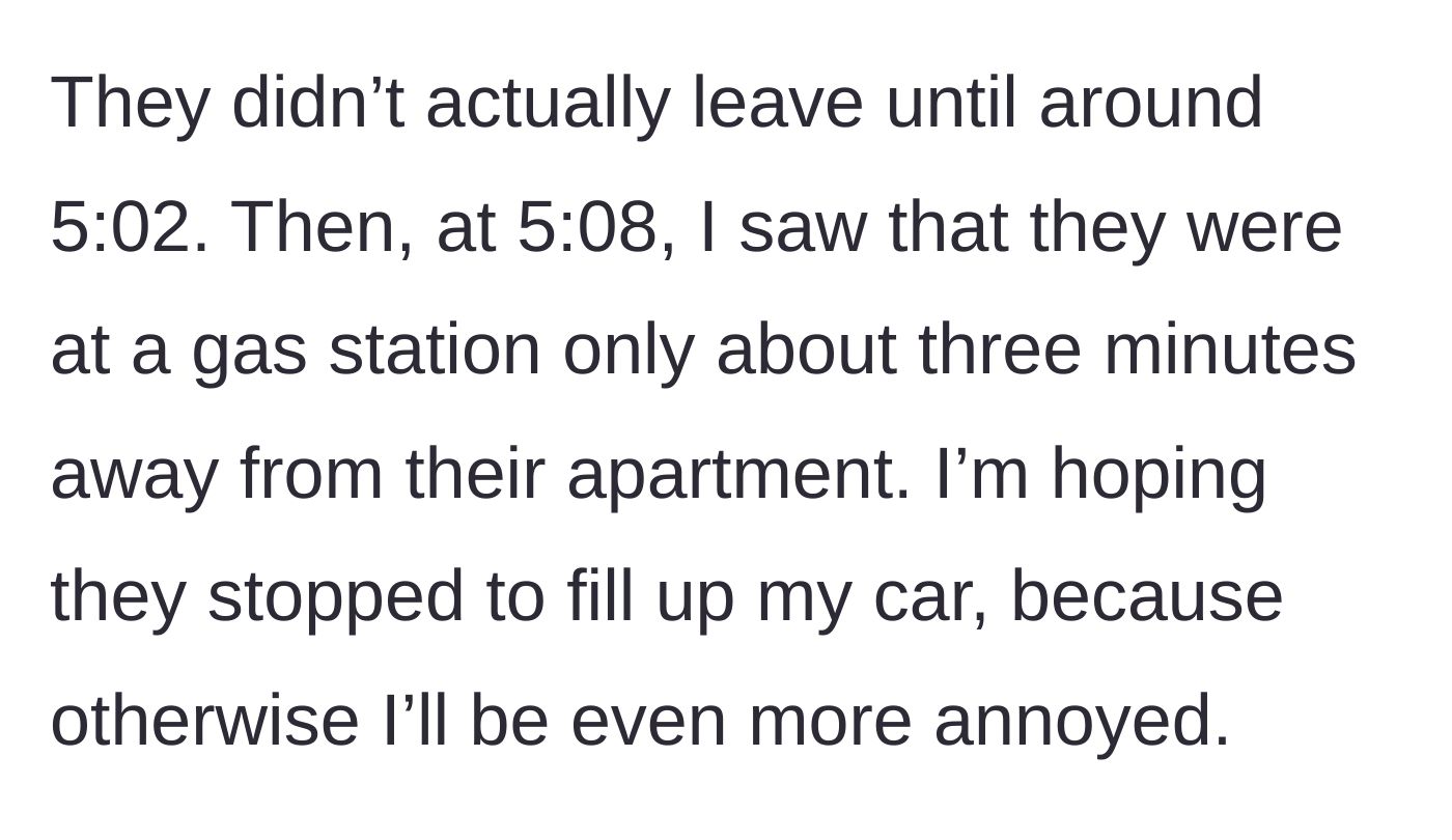 Story part 4 - Tracking the friends leaving late and stopping at a gas station.