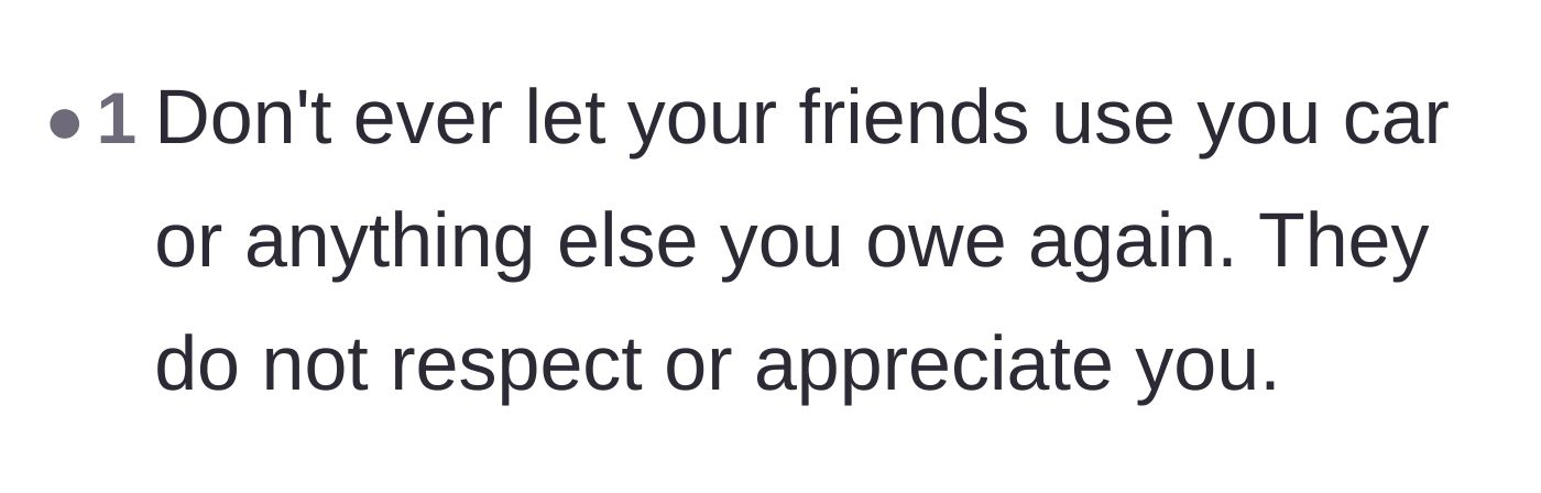 Comment thread 3 - Advice to completely stop lending things to these friends because of their clear lack of respect.