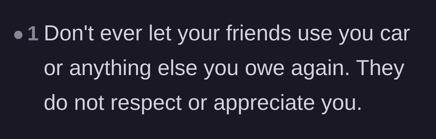 Comment thread 3 - Advice to completely stop lending things to these friends because of their clear lack of respect.