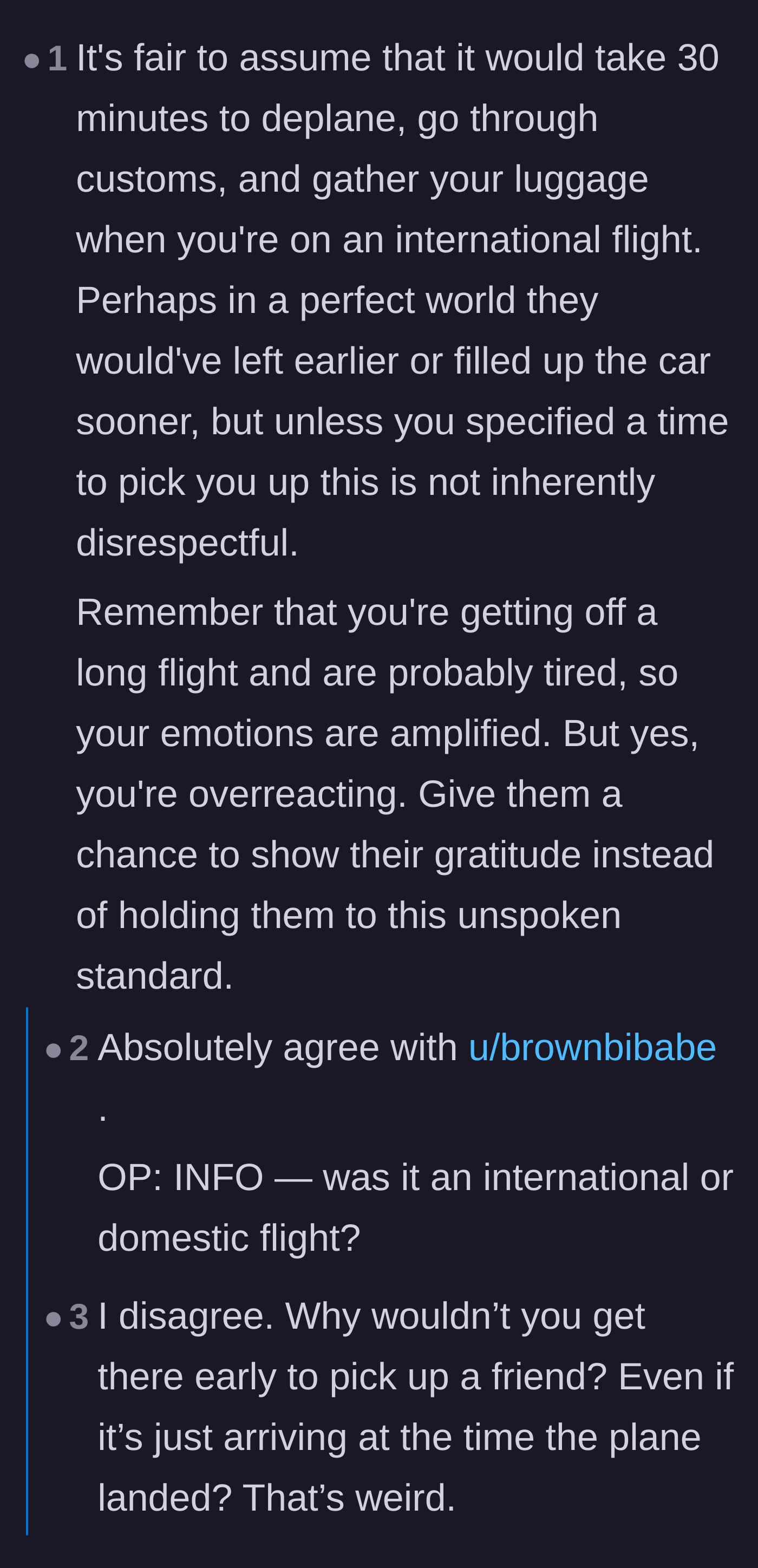 Comment thread 4 - A debate over whether the author's expectations were unspoken or if the friends were purposely being inconsiderate.