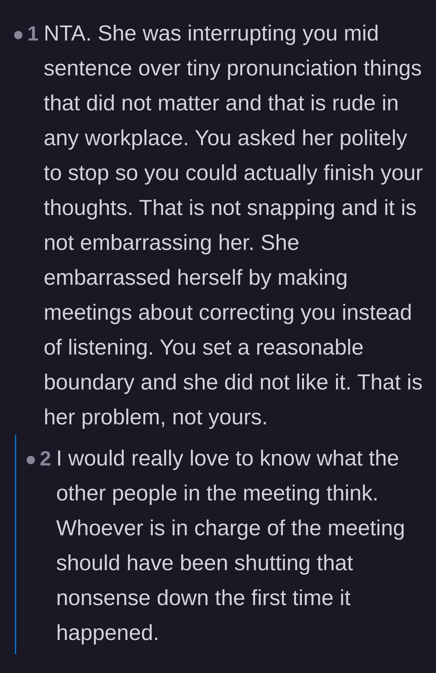 Comment thread 6 - Full support for the worker setting a boundary and questions about why management didn't intervene.