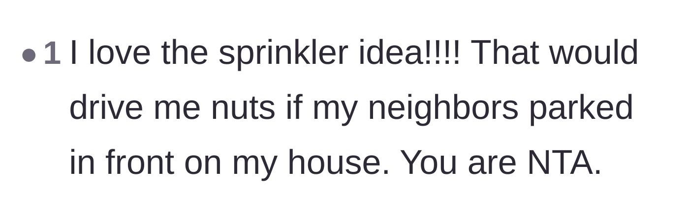 Comment thread 6 - Enthusiastic support for the sprinkler tactic and validation for the frustrated homeowner.