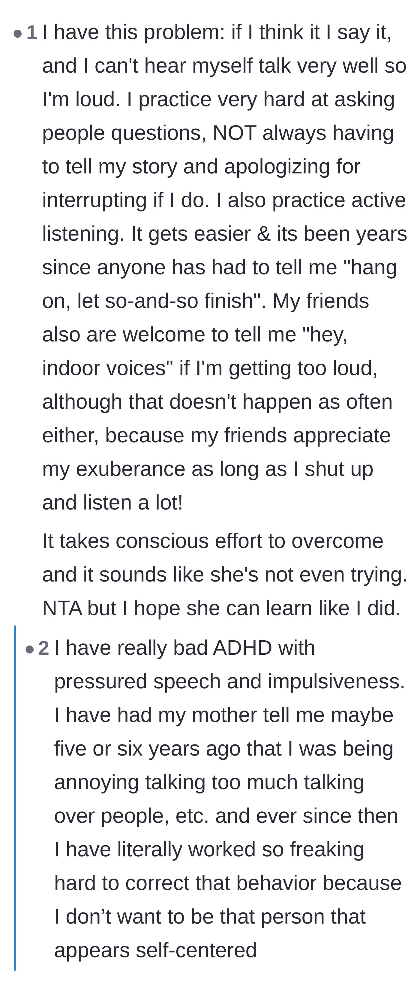 Comment thread 4 - Commenters who successfully overcame their own over-talking habits share tough love and deep realizations.