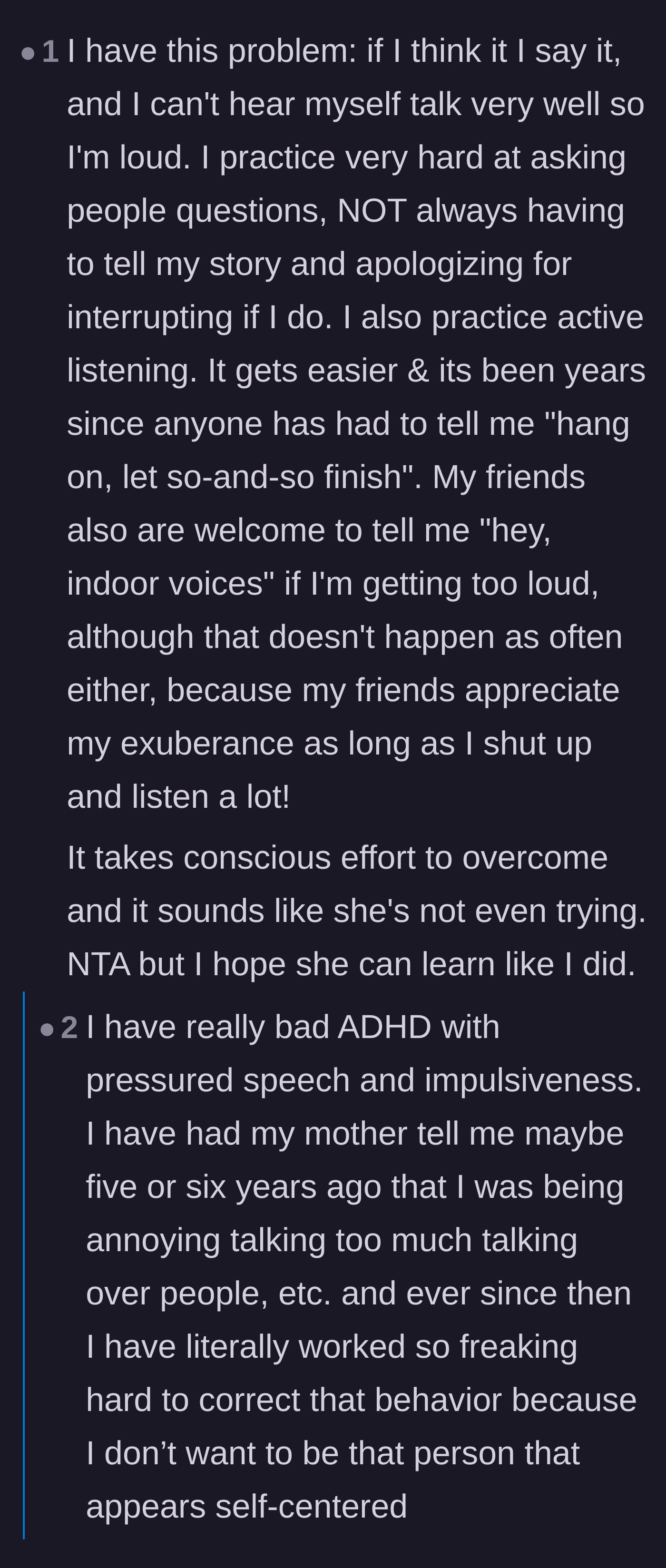 Comment thread 4 - Commenters who successfully overcame their own over-talking habits share tough love and deep realizations.