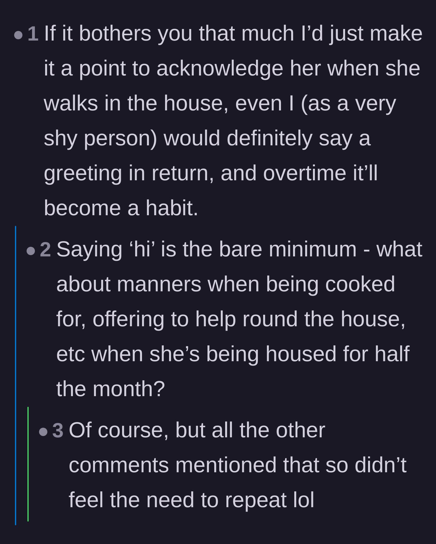 Comment thread 6 - A suggestion to just loudly greet the girlfriend first, while another user reminds them that manners go well beyond a simple hello.