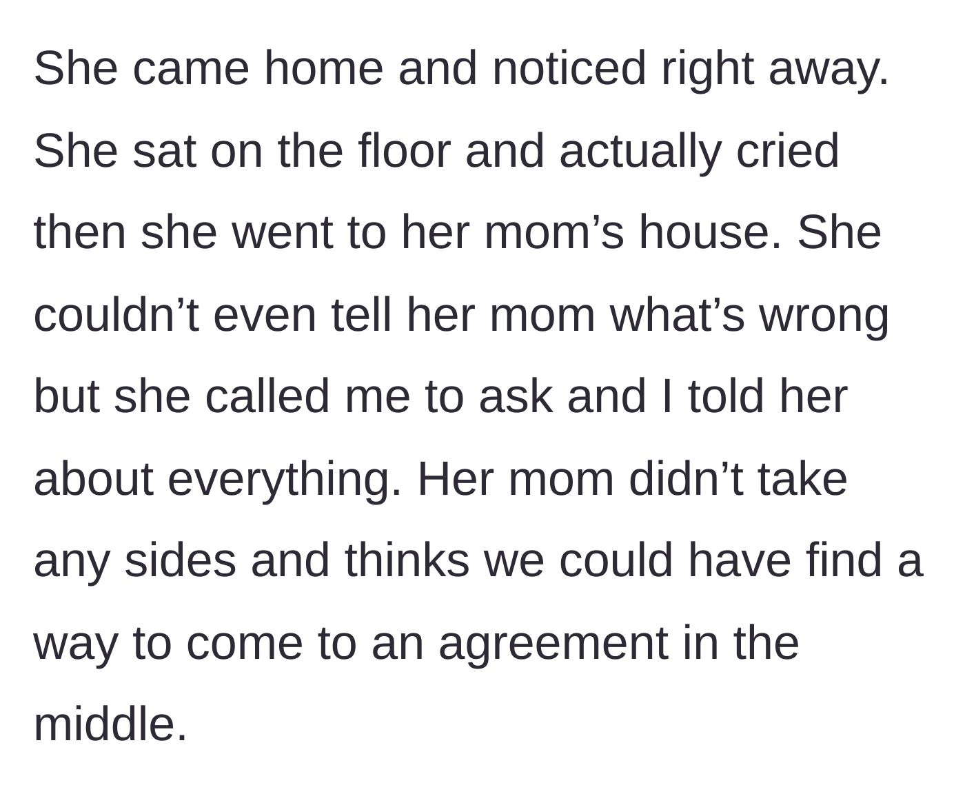 Story part 4 - A devastated wife crying on the kitchen floor after discovering her missing jars.