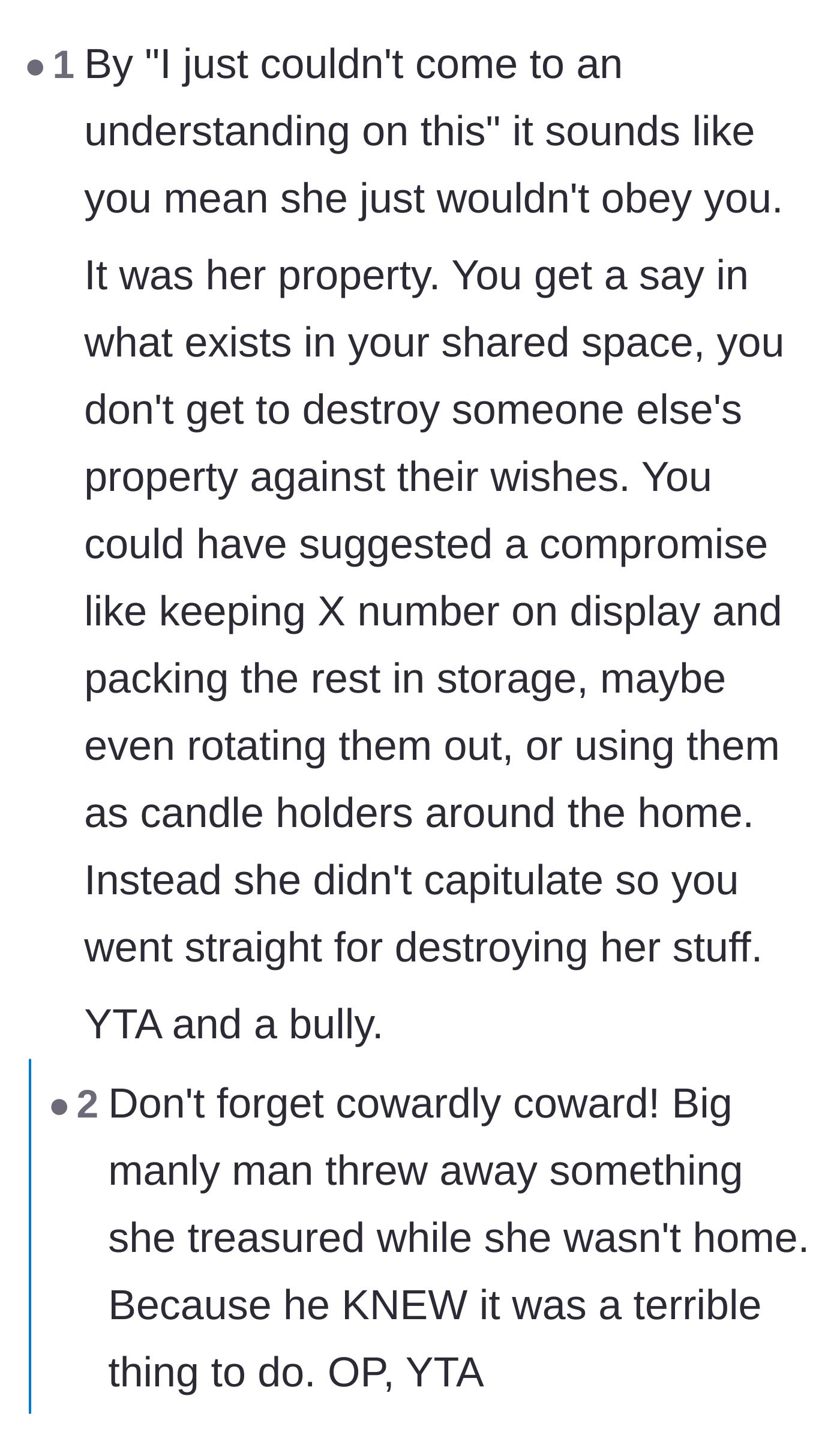 Comment thread 4 - Calling out the husband for treating his wife's disagreement as disobedience.