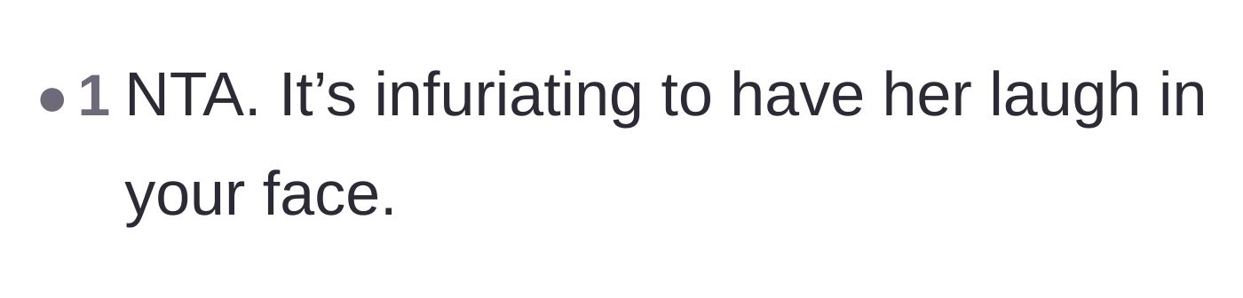 Comment thread 3 - Calling out the sheer frustration of the daughter laughing at the property damage she caused.