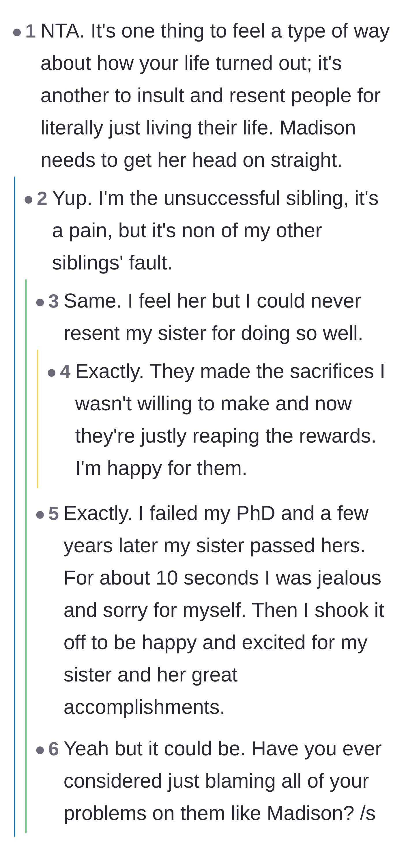 Comment thread 3 - Siblings who struggle financially sharing how they still celebrate their successful brothers and sisters.