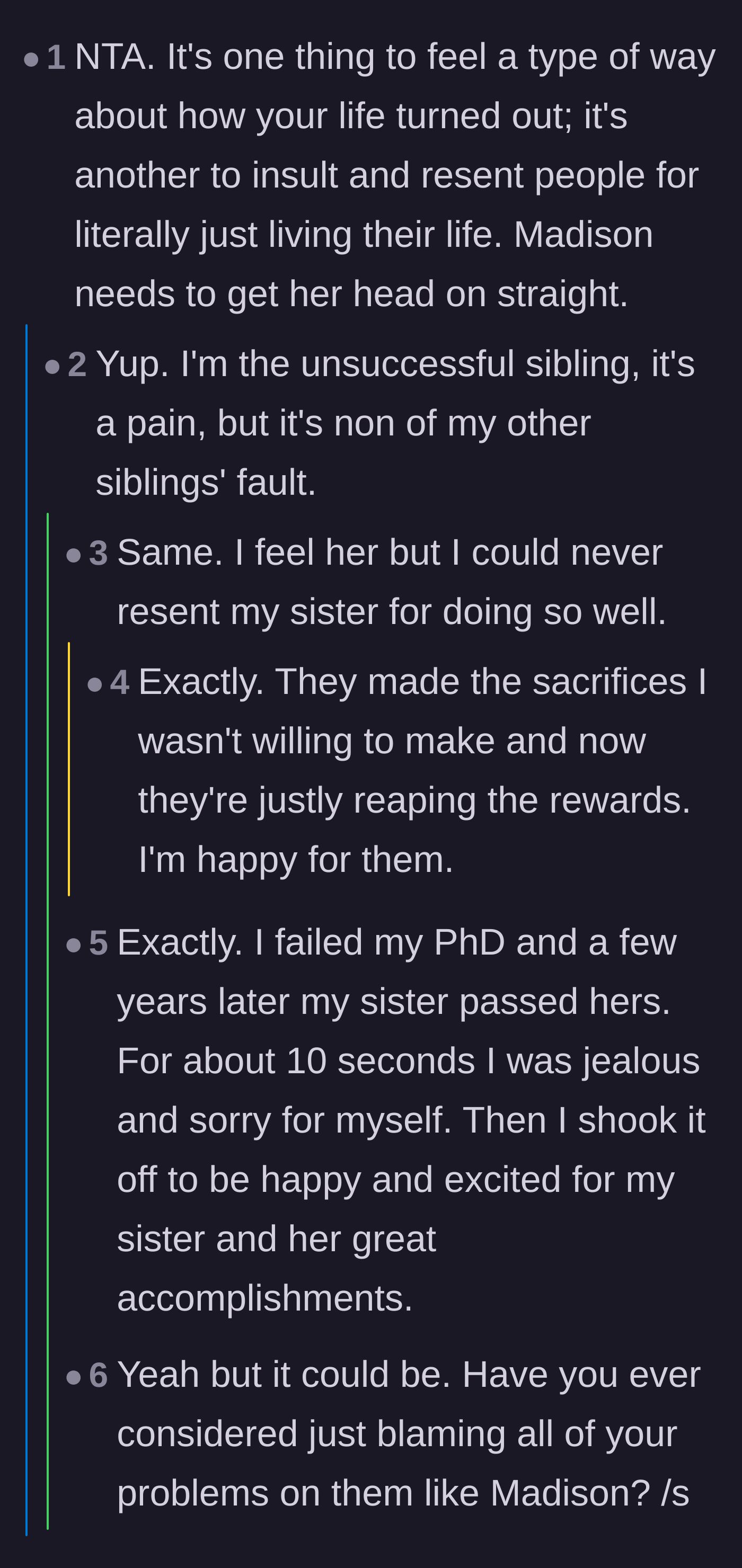 Comment thread 3 - Siblings who struggle financially sharing how they still celebrate their successful brothers and sisters.