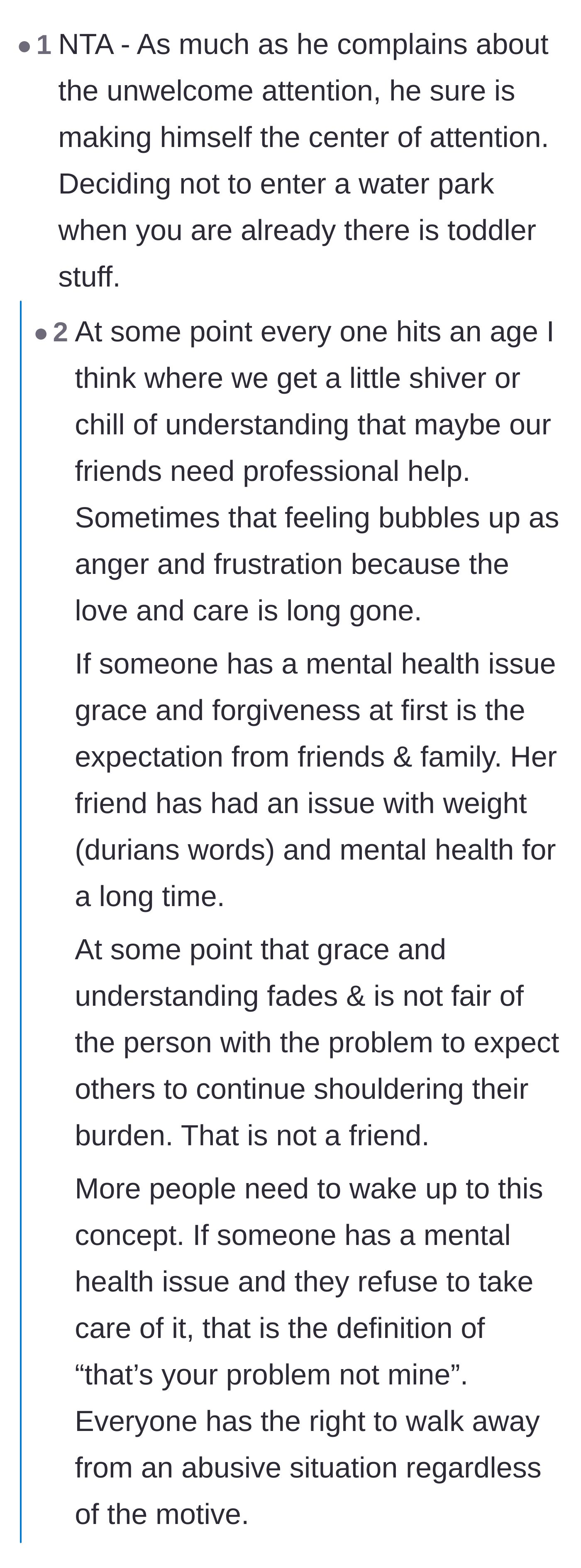 Comment thread 4 - A philosophical discussion about how grace for a friend's mental health eventually runs out if they refuse to seek professional help.