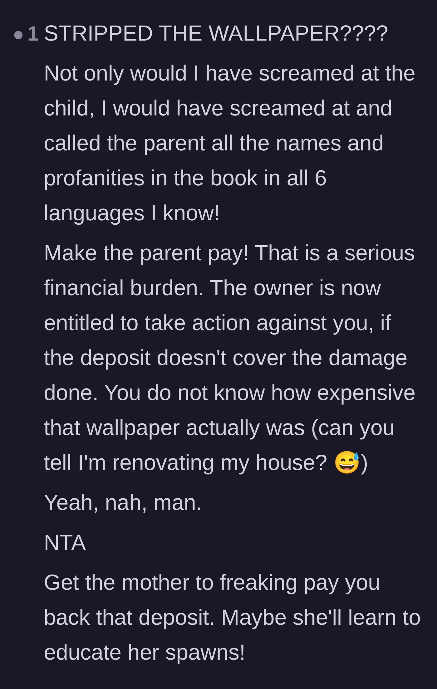Comment thread 4 - A furious reader, who is currently renovating, breaking down how shockingly expensive wallpaper damage actually is.