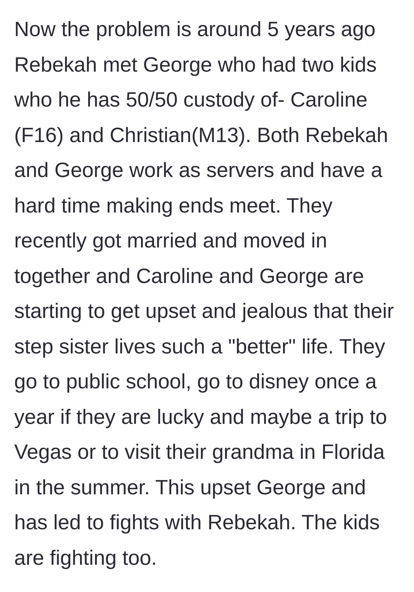 Story part 3 - The niece's mother marries a server who brings his own two children into the household, sparking intense jealousy over the wealth gap.