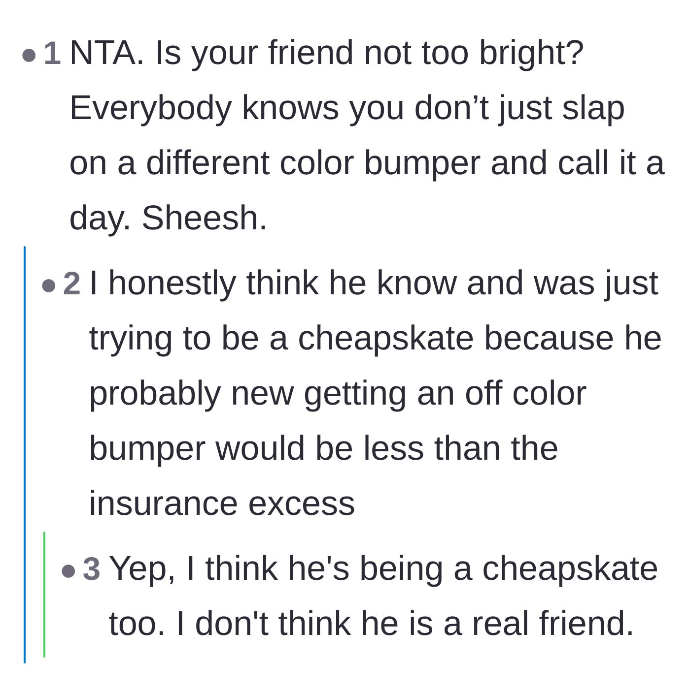 Comment thread 4 - Readers agreeing that the friend isn't actually stupid, just a massive cheapskate trying to save a buck.