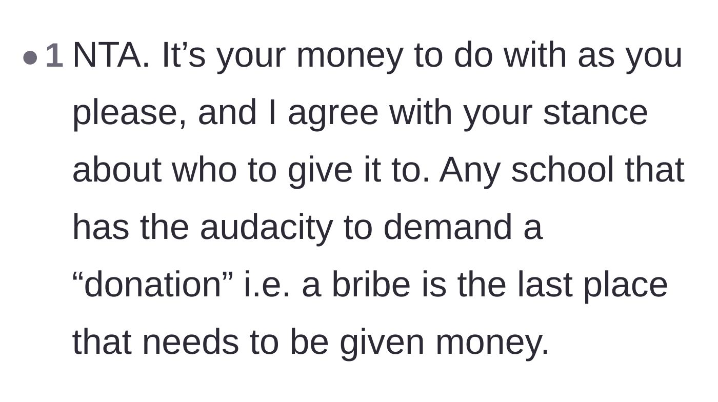 Comment thread 3 - A comment calling out the audacity of a school demanding a financial bribe for a kindergarten admission.