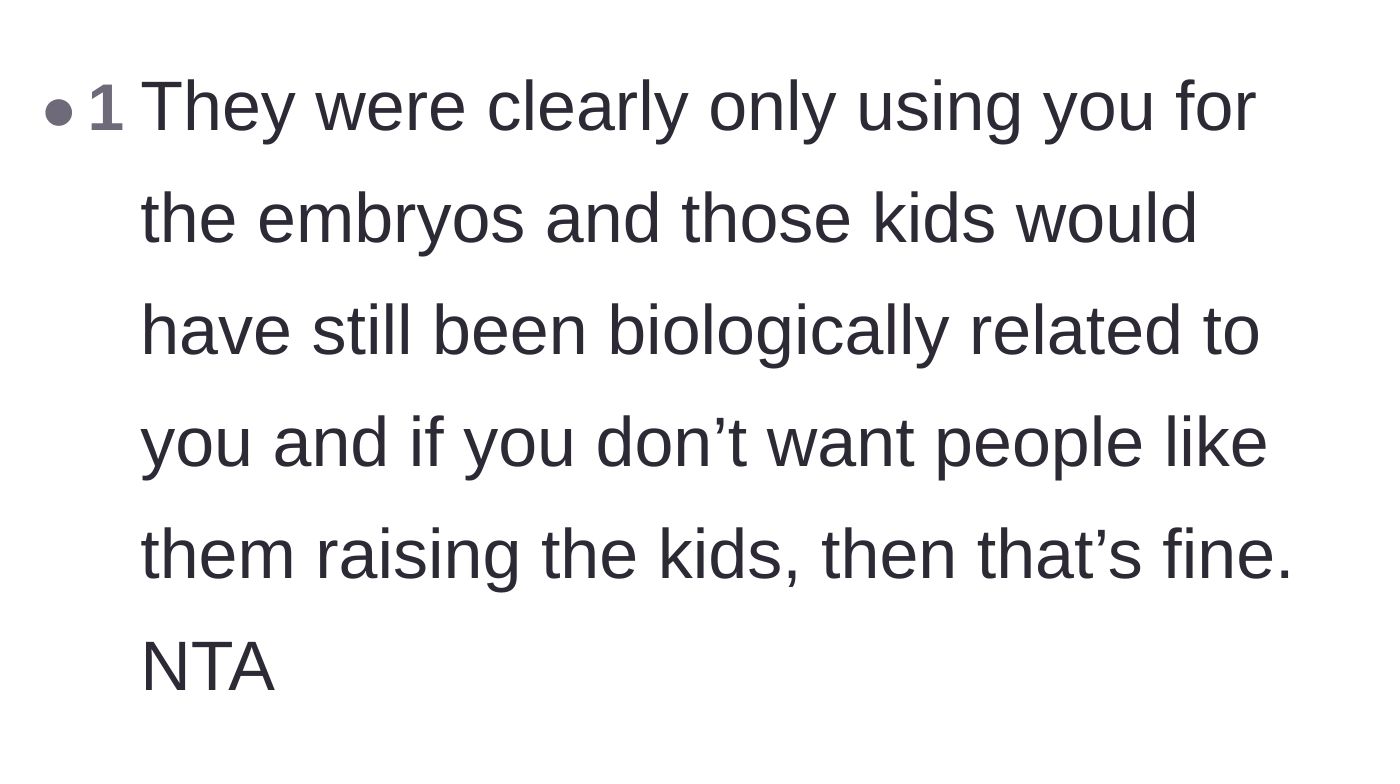 Comment thread 2 - Readers pointing out the donors were just being used and validating their choice to withhold their biology.