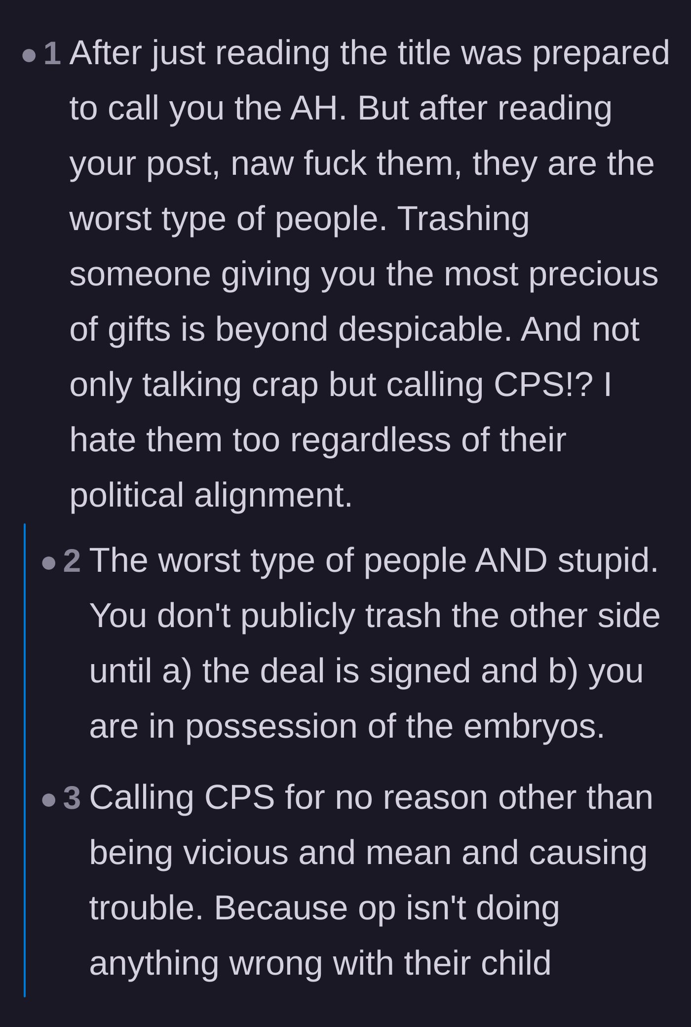 Comment thread 4 - A commenter admitting they initially judged the donors based on the title, but completely changed their mind after reading about the false CPS reports.
