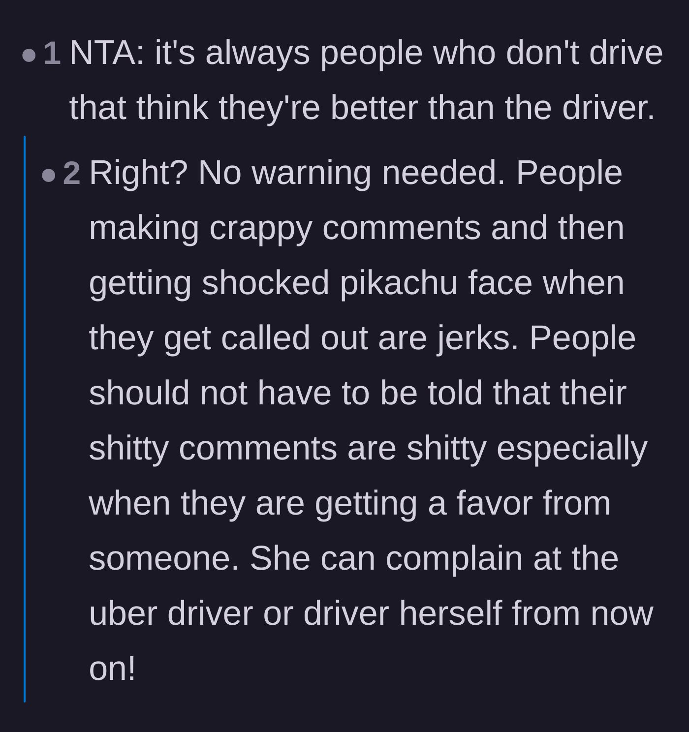 Comment thread 3 - Commentary on how people receiving favors shouldn't need warnings about their rude behavior.
