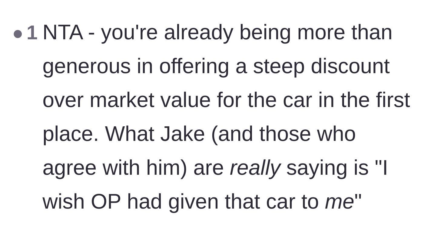 Comment thread 3 - Suggesting that Jake's entitled reaction is actually just thinly veiled jealousy.