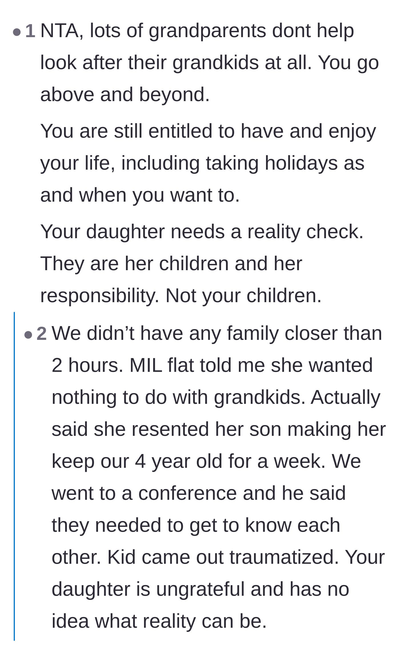 Comment thread 4 - Readers share their own heartbreaking stories of absent grandparents to highlight just how incredibly lucky this daughter actually is.