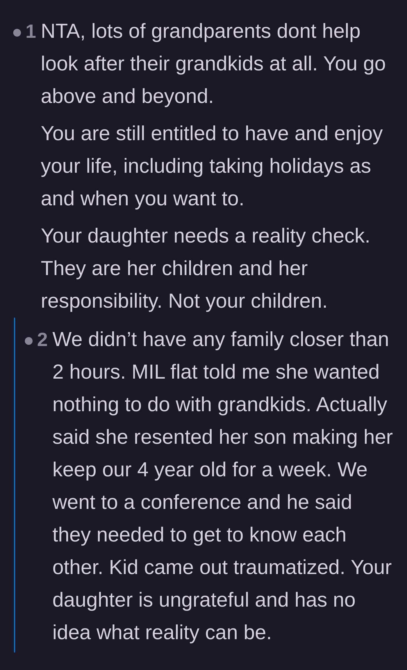 Comment thread 4 - Readers share their own heartbreaking stories of absent grandparents to highlight just how incredibly lucky this daughter actually is.