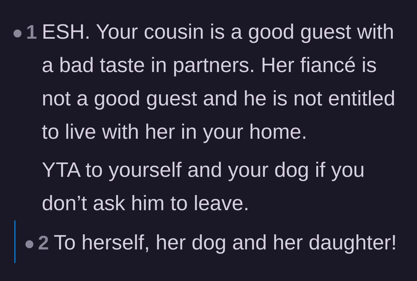 Comment thread 5 - A harsh but fair reality check warning the homeowner she is failing her dog and daughter by not acting.