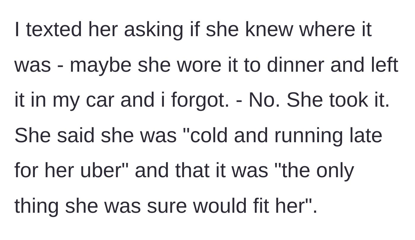 Story part 5 - Confronting the friend via text and hearing the excuse about being cold and running late.