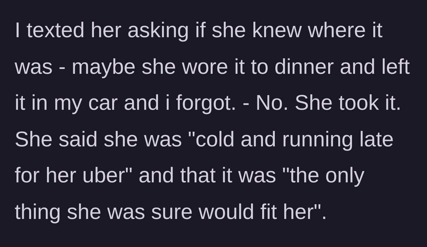 Story part 5 - Confronting the friend via text and hearing the excuse about being cold and running late.