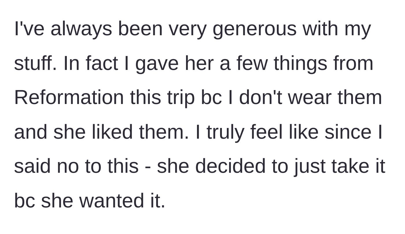 Story part 7 - The main character reflecting on her past generosity and realizing the theft was intentional.